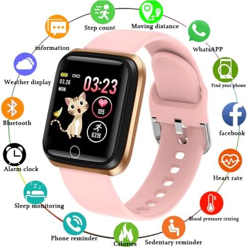 LIGE Smart Watch Women Sports Smart Bracelet IP67 Waterproof Watch Pedometer Heart Rate Monitor LED color screen for Android ios