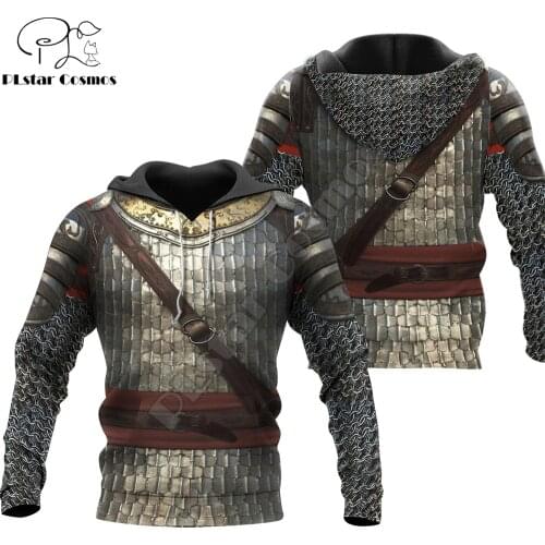 3D Printed Chainmail Knight Medieval Armor Men Hoodie Harajuku Fashion Hooded Sweatshirt Unisex Jacket Cosplay hoodies QS-003