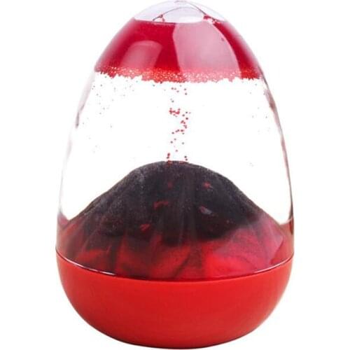 Volcano Egg Shape Burst Liquid Hourglass Timer with Base Crystal Hourglass Sand Timer Gadget Toy Desk Decoration Ornaments