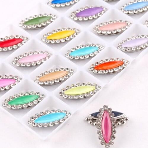 Jelly candy glass crystal with rhinestones Slim navette shape in Silver claw settings 4*15mm Sew on rhinestone wedding dress diy