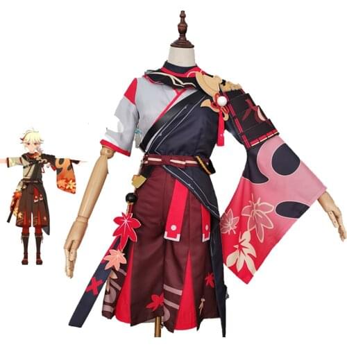 In Stock Game Genshin Impact Kazuha Cosplay Costume Maple Leaf Cool Knight Costumes Halloween Carnival Party Outfit Uniform Suit