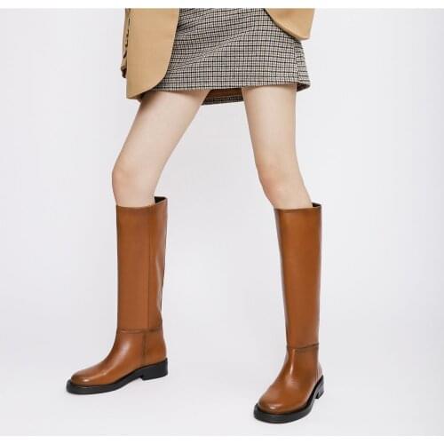 Women boots BOOT SHOE knee boots real leather winter boots WOMAN PLATFORM SHOE Long Boots Office Lady Footwear