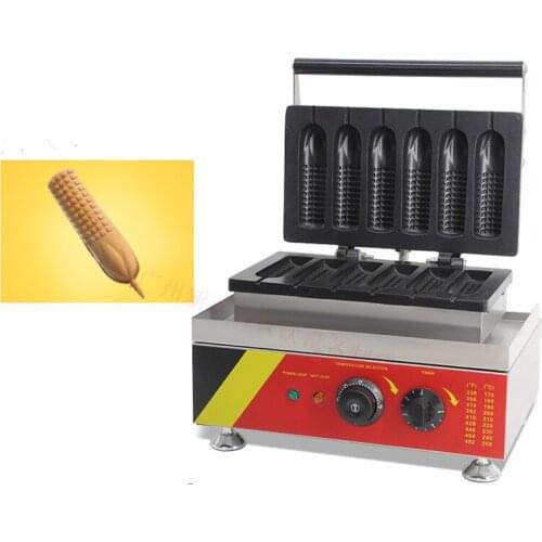 110V/220V Commercial Electric Corn Shaped Waffle Maker 6pcs French Hot Dog Waffle Baker Iron Machine