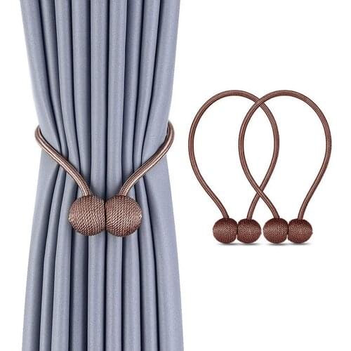 2PCS Curtain Tie Tie Rope Magnetic Ball Curtain Hanging Ball Magnetic Buckle Clip Accessories Rod Hook Holder Home Decoration
