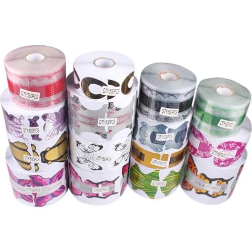 Finger Angel 500pcs/Roll Colorful Nail Form Tip Guide Extension Sticker Self-Adhesive Form for Acrylic UV Gel Nail Curl Form#F11