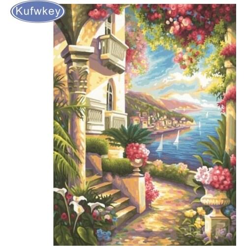 Seaside House 5D DIY Diamond Painting Diamond Embroidery Cross Stitch Mosaic Needlework Home Decor