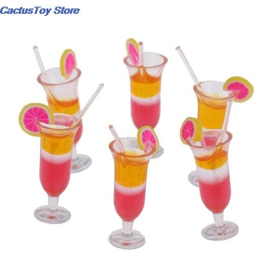 6pcs 1:12 Dollhouse Miniature Drink Juice Cups Dolls Kitchen Food Accessories Resin MYPANDA