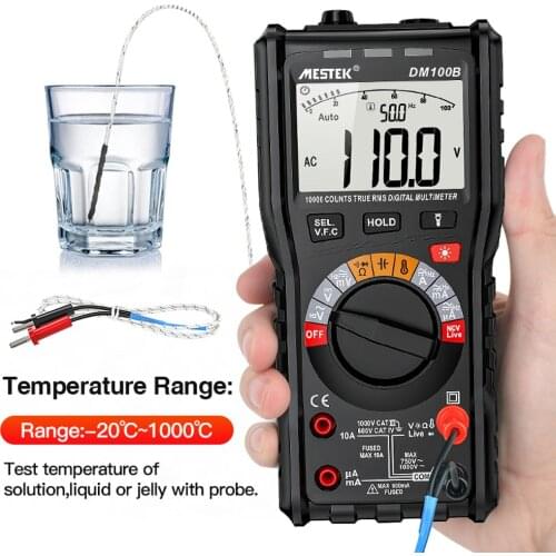 MESTEK DM100B Digital Multimeter True RMS NCV Current AC DC Voltmeter 10A Capacitance Resistance Tester Multimeter Auto Range