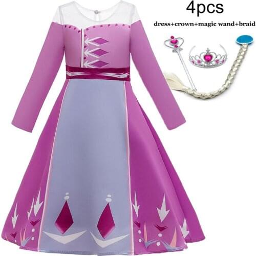Purple Girls Dress Long Sleeve Girls Princess Dress Kids Dresses For Girls Birthday Party Cosplay Costume Children Vestidos