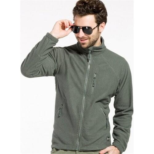 Autumn Check Fleece Warm Soft Windproof Jacket Men Outdoor Trekking Climbing Light Thermal Breathable Cardigan Tactics Coat Tops