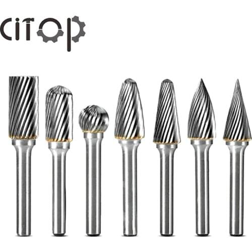 1pcs 6mm*12mm Tungsten Steel Burr Bit CNC Tools Engraving Rotary Cutter Files Rotary File Carbide Alloy Milling Cutter Column