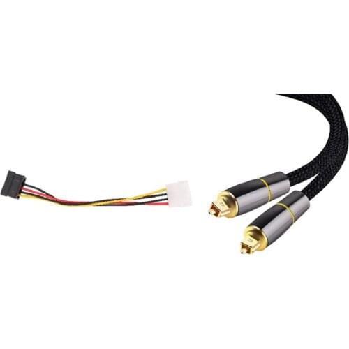IDE/Molex/IP4/4-Pin To SATA Power 15-Pin Adapter Cable & 5.1 Digital SPDIF Fiber Toslink Optical Audio Cable 1M