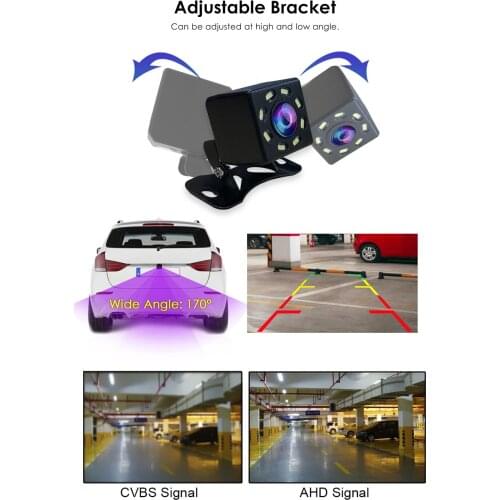 AHD 8 LED 1280*720P Car Reverse backup Camera 170 Degree Waterproof Night Vision HD Vehicle RearView Camera For all cars 6m wire