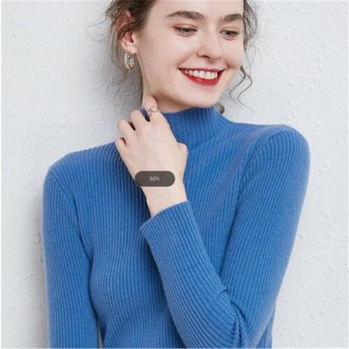 Half-high Collar Cashmere sweater Women Slim Paragraph Long sleeve Bottoming Sweater Solid Color Thickening Pullover Sweater