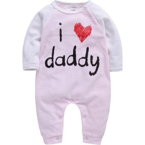 Kavkas Baby Girls Romper Long Sleeve Love Mom Dad 0-18 Months Newborn Babies Girl Clothes Infant Outwear Jumpsuit