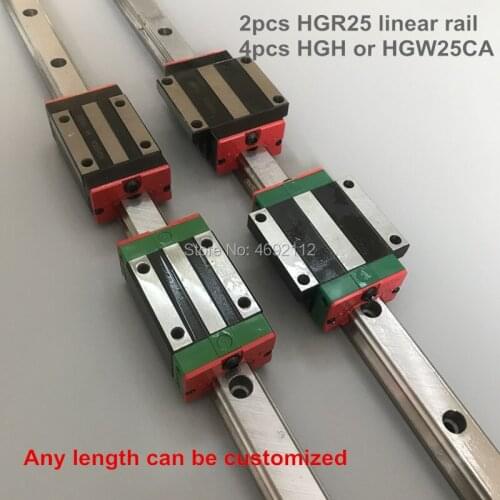 25MM 2pcs linear rail HGR25 850 900 950 1000 1050mm cnc parts and 4pcs HGH25CA or HGW25CC linear guide rails block
