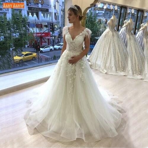 Fashion Boho Wedding Gowns V Neck Lace Up Appliqued Sexy Bridal Dresses Long Women 2020 Vestido De Noiva Church Custom Made Robe