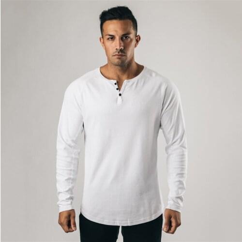 Running T-shirt Men gym clothing fitness tops extend hip hop Autumn long sleeve t-shirt cotton bodybuilding muscle tshirt man