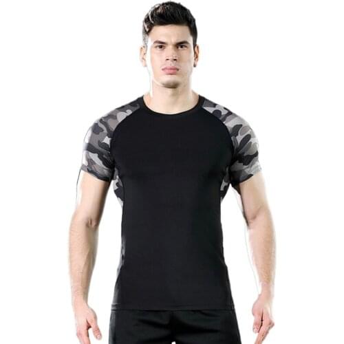 2021Summer New Mens T-shirt Sports Quick-drying Stretch Tight Running Training Short-sleeved Fitness Clothes Mens Clothing