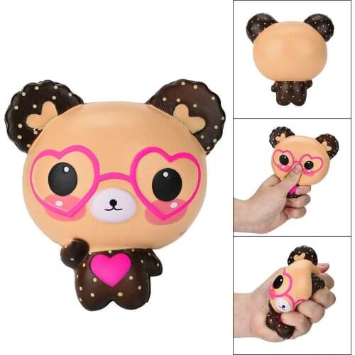 New Fashion Cute Glasses Bear Squishy Slow Rising Scented Squeeze Toys Decompression Stress Relief Soft Funny Kid Toy