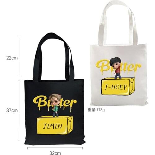 Kpop New Album Butter Logo Bag Jimin Suga Jin Jungkook Jhope Handbag Shopping Bag Canvas Sack Toys Gift