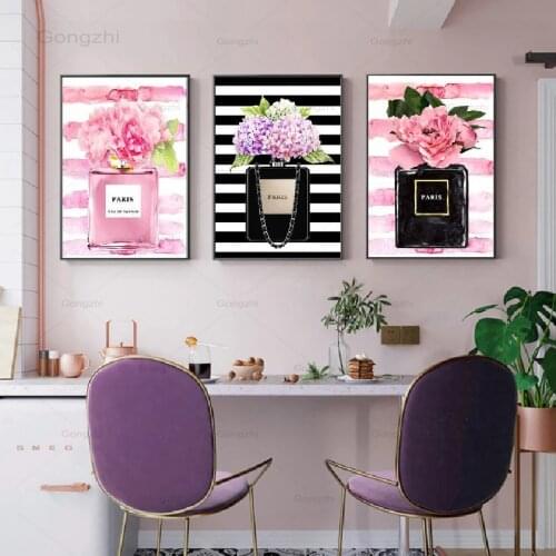 Modern Wall Art Home Decor Perfume flower Canvas Painting Coco Wall Pictures For Living Room Fashion Posters And Prints No Frame