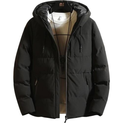 Loldeal Hooded Thermal Down Cotton Men Clothes Casual Stand Collar Hooded Collar Coat Parka Outerwear