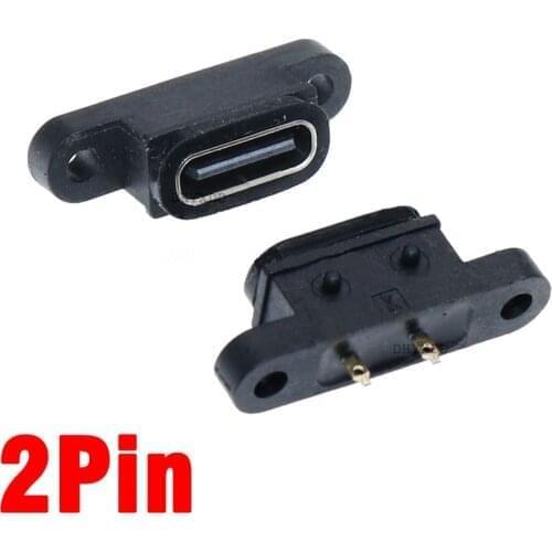 1-10 USB 3.1 Connector Type-C 2Pin 2 Welding Wire Female Waterproof Female Socket With Screw Hole Rubber Ring Fast Charging Port