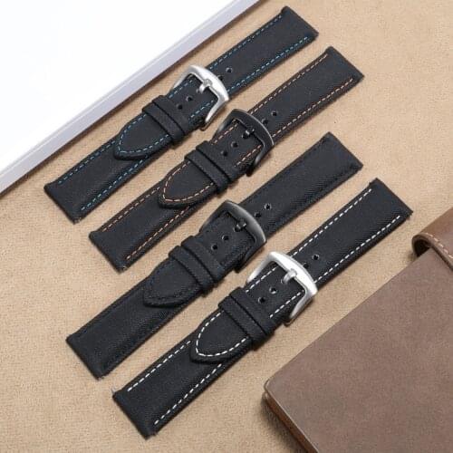 20mm 21mm 22mm 23mm 24mm Carbon Fiber Nylon Watchband Black Braclet For Mens Waterproof Watch Chain