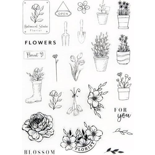 15x21cm Flower Pots Transparent Seal Clear Stamps Silicone Seal TPR Halloween Christmas Roller Stamps DIY Scrapbook Album Card