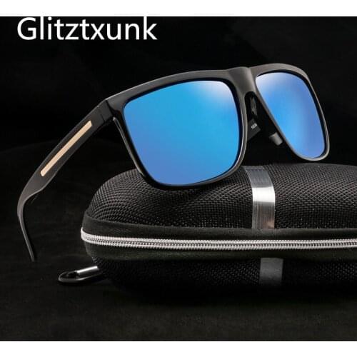 Glitztxunk Square Men Polarized Sunglasses Classic Brand Sun Glasses For Male UV400 Driving Black Eyeglasses Oculos de sol
