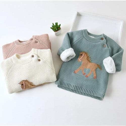 F Kids Boys Girls Sweaters Clothes Baby Toddler Warm Sweater Coats Children Cartoon Thicken Tops Wool Pullovers Clothing
