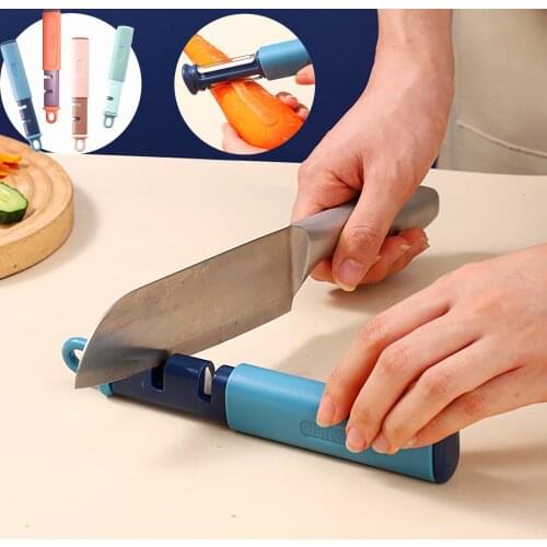Knife Sharpener 2 Stages Knife Sharpening stone Grindstone Whetstone Grinder Household Diamond And Ceramic Stages Anti-slip Base
