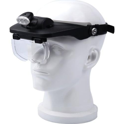 1.2x 1.8x 2.5x 3.5x Optical Head Wearing Magnifying Glass With LED Lights Headband Glasses Reading Magnifier Watch Repair Loupe