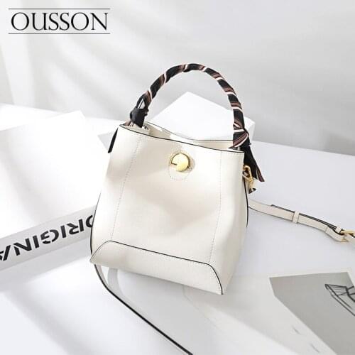 OUSSON 2021 Soft Leather Large Capacity One-Shoulder Messenger Bag Fashion Crossbody Bags Multifunctional Bucket Bag For Women