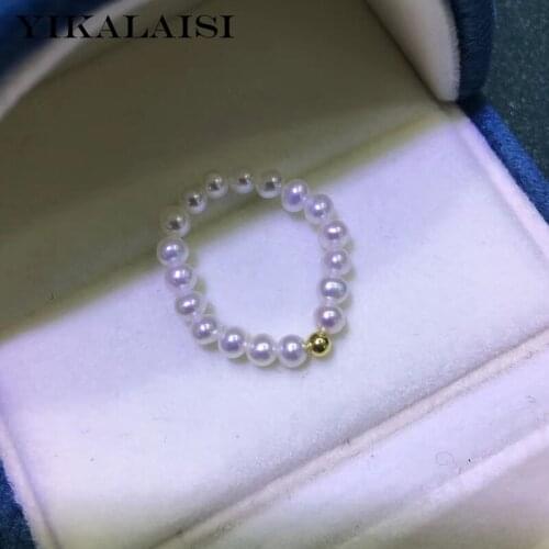 YIKALAISI Natural Freshwater Pearl Rings Jewelry For Women 3-4mm Pearl Rings White Color Wholesale