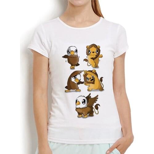 Eagle lion Fusion dance Griffin funny t shirt women summer new white casual femme anime t-shirt