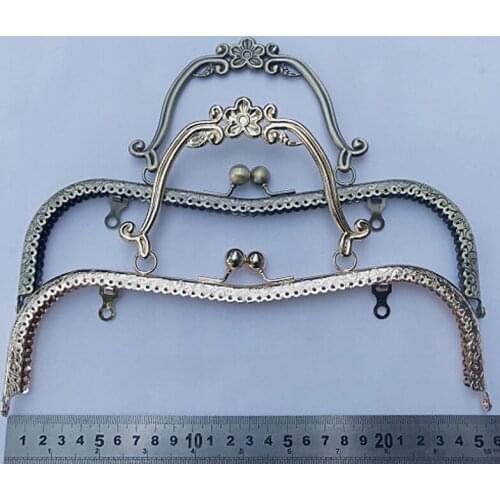 25cm Big size women M shape hand bag making metal clasp purse frame hardware accessories with handle 3pcs/lot