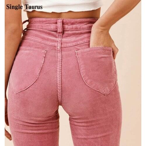 Female Fashion Corduroy Flared Pants Streetwear Preppy Style High Waist Flare Wide Leg Pants for Women 2021 Casual Sexy Trousers