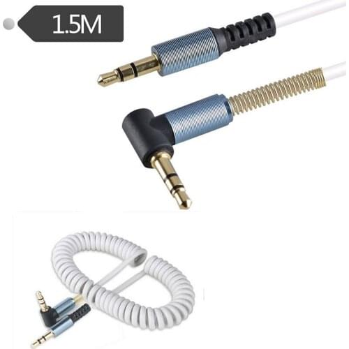 1.5m Coiled 3.5mm AUX Cable Mini Jack to Jack Male Audio Auxiliary Lead PC Car