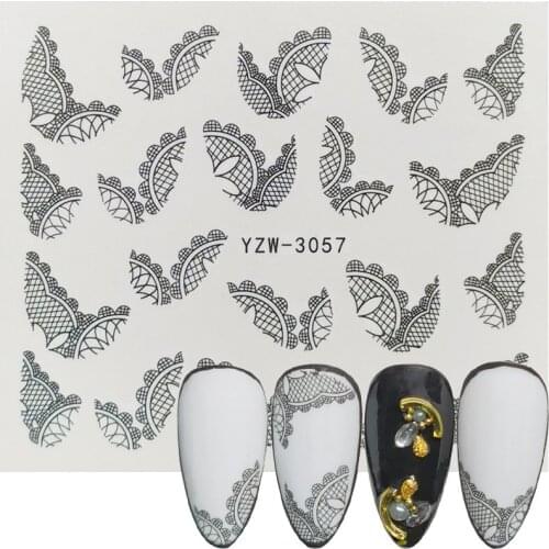 2021 New Black Lace Pattern Water Transfer Nail Art Stickers Sunflower Watermark Decals DIY Decorative Nail Tools
