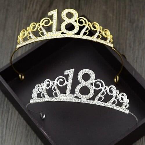 1 Pcs 18th Birthday Princess Crown Headband Crystal Wedding Crown Hairban Women Headwear Hair Decor