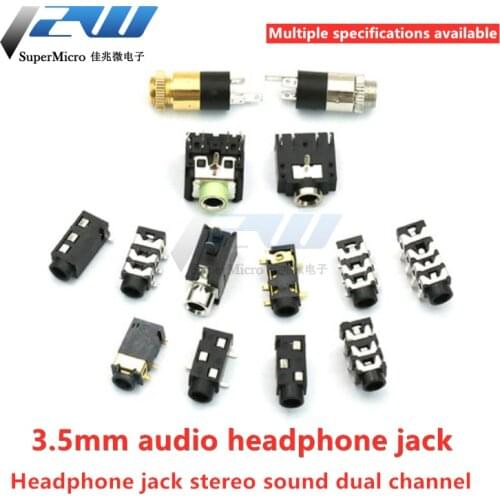 10 pcs/lot Headphone jack 3.5 MM PJ-3F07-313-316-320-325-326-327-358-392-393-342 Audio and video female dual channel stereo jack