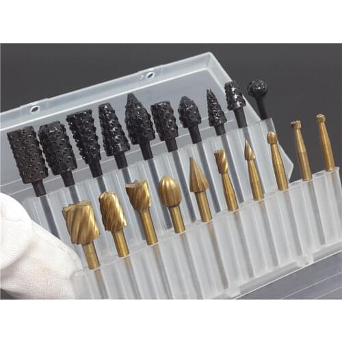 10pcs Set BOX Rotary Rasp File 3mm Burr File Rasp Woodworking Drill Bits HSS Rotary File Wood Drilling Carving Artifact Tool