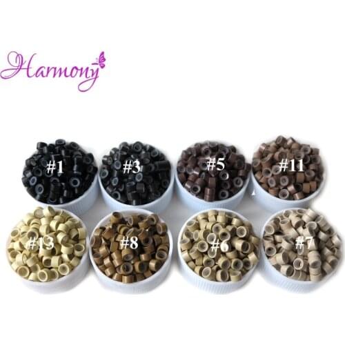 1000pcs Medium blonde Color 4.0*2.0*2.0mm Aluminium Micro ring Silicone lined Beads tube for micro ring extension