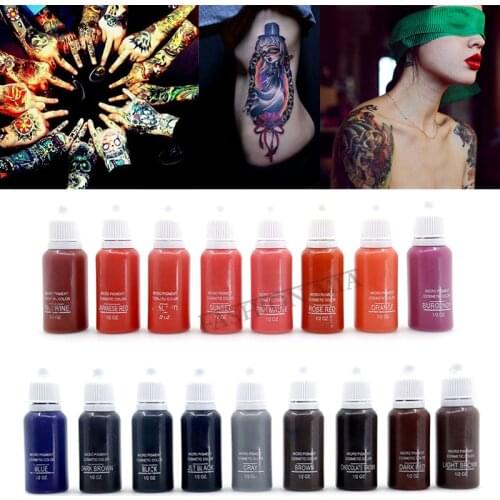15ml Tattoo Inks Kit Microblading Eyebrow Pigment Plant Extracts Permanent Makeup Beauty Tools Supplies Paint Non-toxic 23 Color