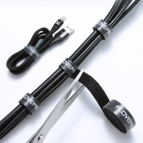 1M/3M/5M Black USB Cable Winder Cable Organizer Magnetic Cables Management Phone Charger Wire Protector Tape Strap Velcro