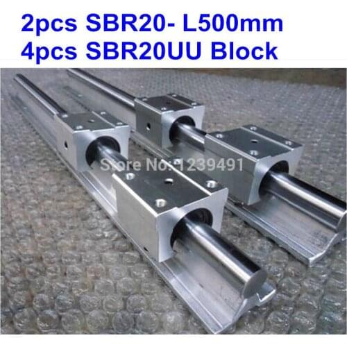 2pcs SBR20 L500mm linear guide + 4pcs SBR20UU block cnc router