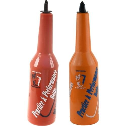 2Pcs Flair Bartender Bartending Practice Bar Pub Bottle Wine Cocktail Shaker - Red & Orange