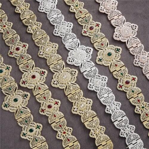 2021 Jul Moroccan Algeria Chic Caftan wedding gold and silver color Metal Luxury belt for Women Belt Chain Adjustable Length